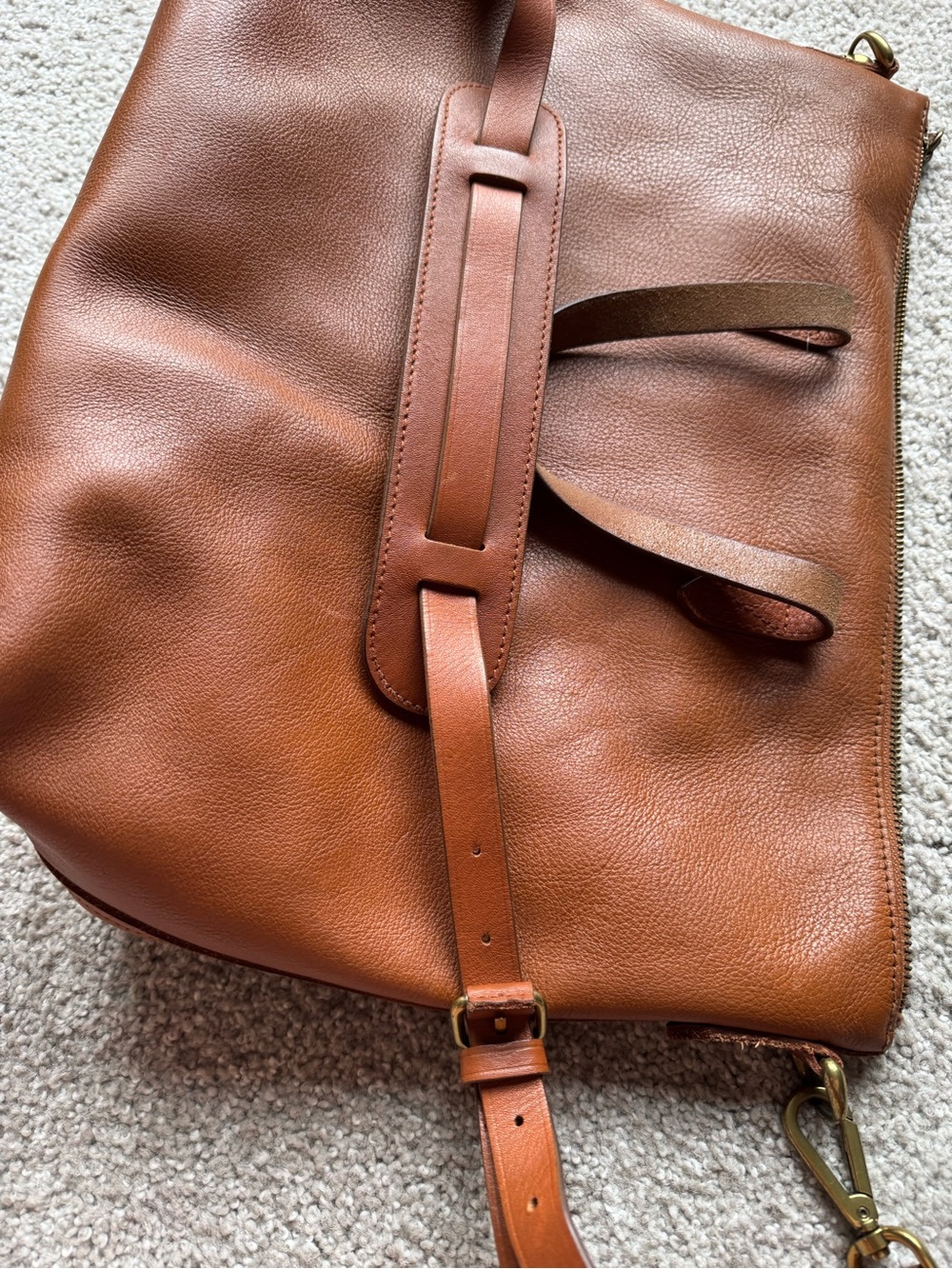 Madewell Brown Zip top Transport Leather Tote Bag - Picture 6 of 9